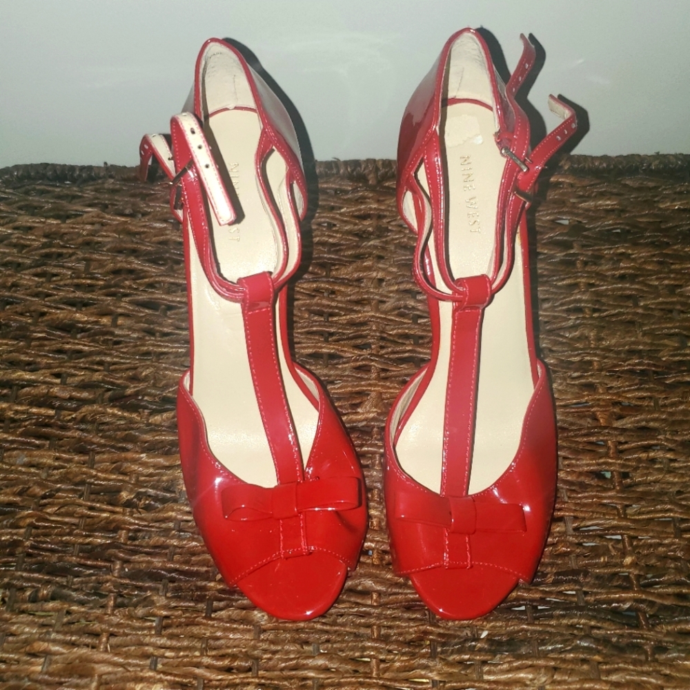 Nine West Red Stiletto Heels Patent Leather